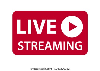 Live streaming icon vector symbol, isolated on white background. Button video player .