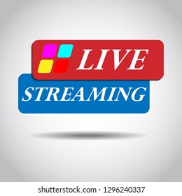 Live streaming icon vector symbol, isolated on white background. Button video player. EPS10