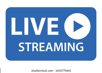 Live streaming icon vector symbol, isolated on white background. Button video player .