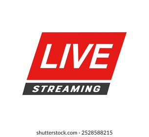 Live streaming icon. Video broadcasting icon. Red live symbol for TV, news, movies, shows, webinar. Online stream icon isolated on white background