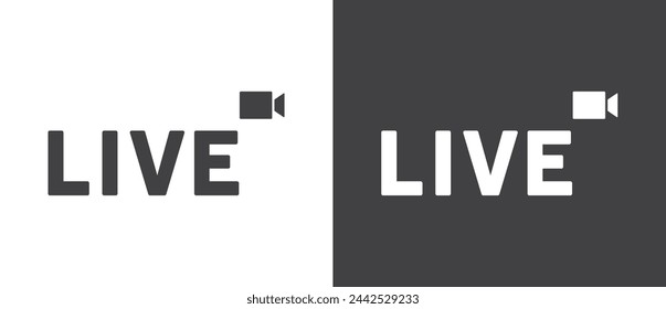 Live streaming icon. Video stream vector icon, Flat icon and buttons of live streaming, broadcasting, online stream. Live vector icon in black and white background.