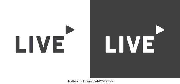 Live streaming icon. Video stream vector icon, Flat icon and buttons of live streaming, broadcasting, online stream. Live vector icon in black and white background.