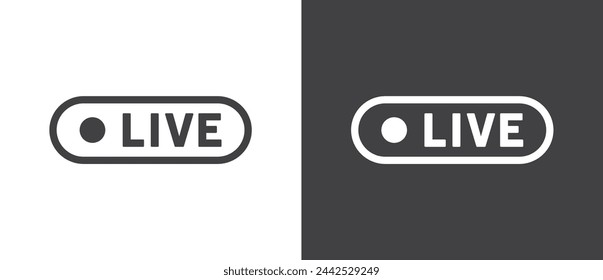Live streaming icon. Video stream vector icon, Flat icon and buttons of live streaming, broadcasting, online stream. Live vector icon in black and white background.