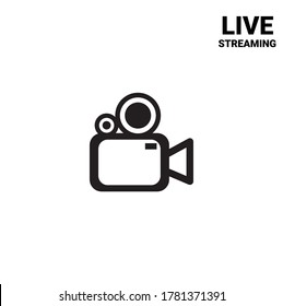 streaming de iconos en vivo, transmisión, transmisión en línea. Tercera plantilla inferior para tv, programas, películas y actuaciones en directo fondo blanco aislado. diseño moderno.