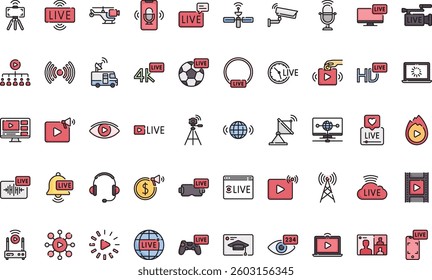 Live streaming icons High-Quality Vector Icons Collection with Editable Stroke. Ideal for Professional and Creative Projects.