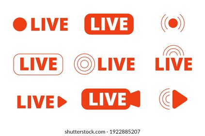 Live Streaming Icons. Livestream Icon, Stream Broadcast Online Isolated Logo. Internet Video Signs, Utter Tv Radio Or News Media Vector Symbols