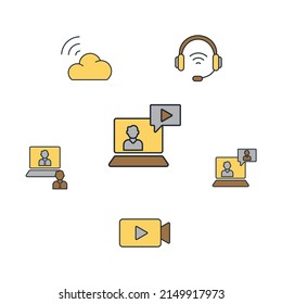 live streaming icons set color . live streaming pack symbol vector elements for infographic web