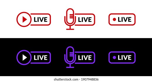 Live streaming icons set. Vector.