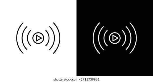 Live streaming icons vector symbol with editable stroke lines for web designs