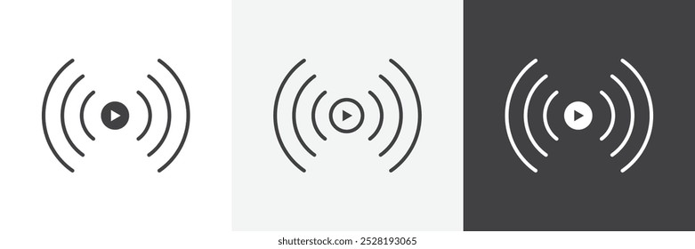 Ilustração de vetor linear plana moderna ao vivo streaming icon.Trendy no fundo branco.