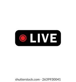 A live streaming indicator featuring a red dot and the word live in a black rounded rectangle shape