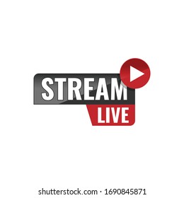 Live Streaming Label Vector Template Design Illustration. Live stream label on white background