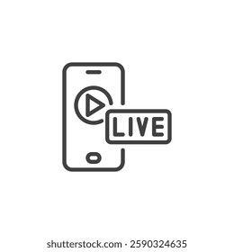 Live Streaming line icon. linear style sign for mobile concept and web design. Phone screen with a video recording outline vector icon. Symbol, logo illustration. Vector graphics