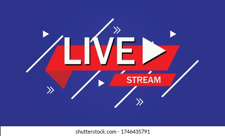 Banner de logotipo de streaming en vivo - diseño vectorial.icono de diseño de streaming en vivo . antecedentes para blog, reproductor, difusión, sitio web, radio en línea, etiquetas de medios, logo. Bandera de streaming en vivo
