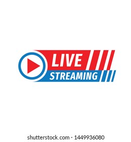 Live streaming logo icon vector design element. Banner and play button for tv news or online broadcasting.  