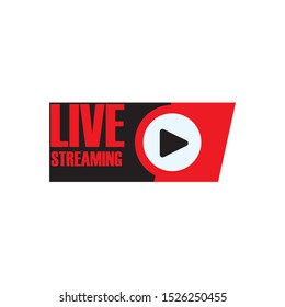 Live streaming logo icon vector design element. Banner and play button for tv news or online broadcasting
