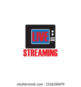 Live streaming logo icon vector design element. Banner and play button for tv news or online broadcasting
