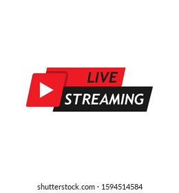 live streaming logo icon vector design a stylist text square rounded element with play button for TV news or online broadcasting