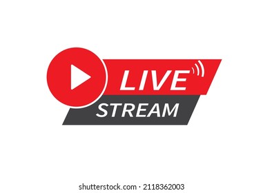 Logo de streaming en vivo aislado en fondo blanco. Botón de difusión, botón de reproducción de medios. Transmisión en línea. Ilustración vectorial.