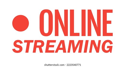Live streaming logo - red vector design element with play button for news and TV or online broadcasting. Vector illustration