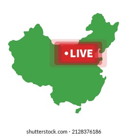 Live Streaming From Mainland China. Live TV And Social Media. Vector.