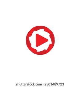 live streaming media video tv online red news play logo design symbol