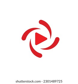 live streaming media video tv online red news play logo design symbol