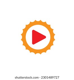 live streaming media video tv online red news play logo design symbol