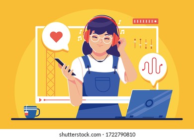 live streaming music illustration concept