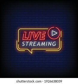 Live Streaming Neon Signs Style Text Vector