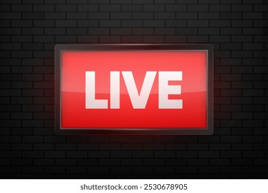 Live Streaming News, webinar, video and music. Button for channels, streaming and broadcasting. Vector illustration.