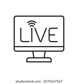 Live streaming on computer icon concept isolated on white background. Vector illustration