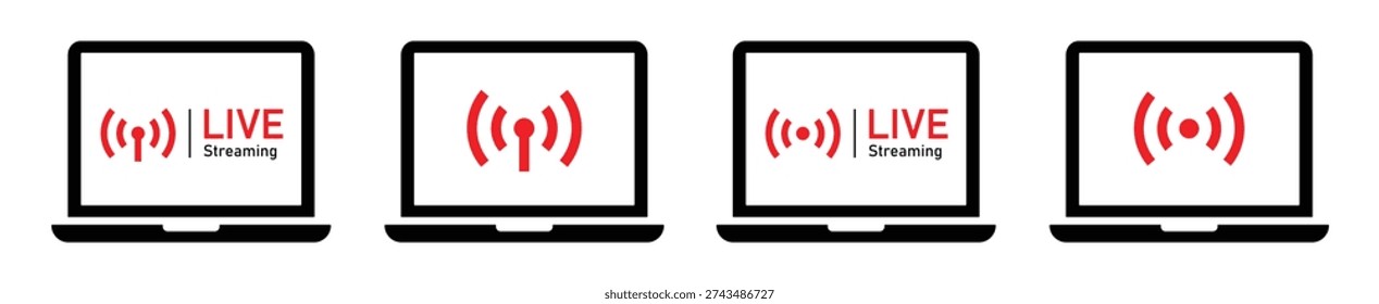 Live streaming on laptop icon illustration