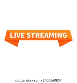 Live Streaming In Orange Rectangle Ribbon Shape For Sign Information Advertisement Business Marketing Social Media Information
