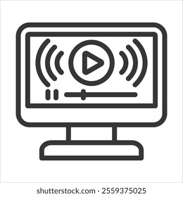 Live Streaming Outline Icon Vector Illustration