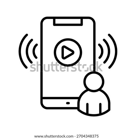 Live Streaming Outline Icon Vector Illustration