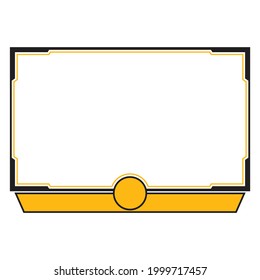 Live streaming overlay frame. Game screen overlay for live game streamers. Dark black and rusty yellow color overlay frame. Live streaming overlay with yellow and black color.