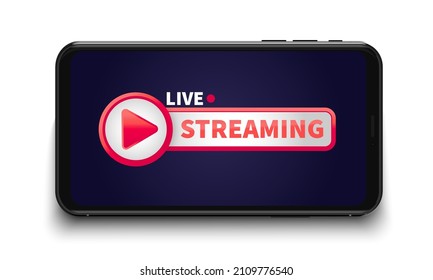 streaming en vivo, icono de teléfono plano aislado en el fondo rojo para tu diseño, ilustración vectorial