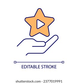 Live streaming platform RGB color icon. Online streamer. Content maker support. Partnership program. Isolated vector illustration. Simple filled line drawing. Editable stroke. Arial font used