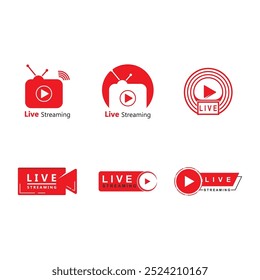 Live streaming play logo icon vector template