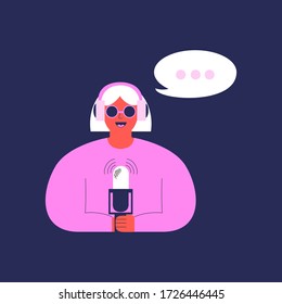 Live streaming, podcast flat illustration