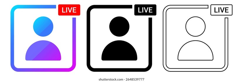  Live Streaming Profile Icon Set for Social Media and Broadcasting Concept in Multiple Styles