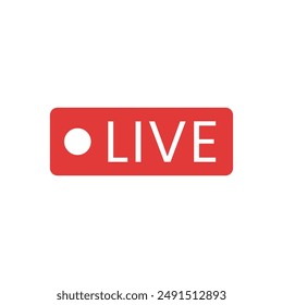 Live streaming red icon isolated on white vector