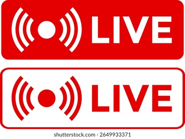 Live streaming red icon set. online stream icons. social media channel. broadcasting buttons
