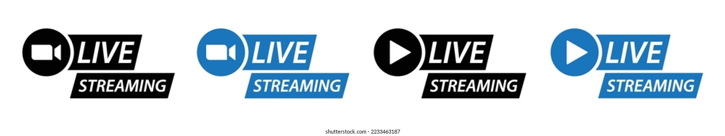 Live streaming set icon, vector illustration
