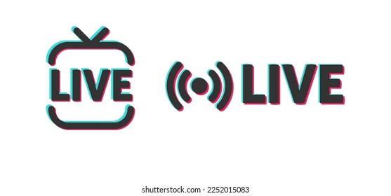 Transmisión en vivo en un icono de los medios sociales. Símbolo de transmisión en línea en plataformas digitales.