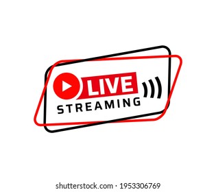 Live streaming symbol with play button. Online stream sign.