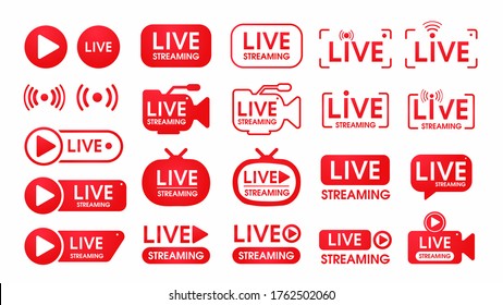 Live Streaming Symbol Set Online Broadcast Icon The Concept Of Live Streaming For Selling On Social Media.