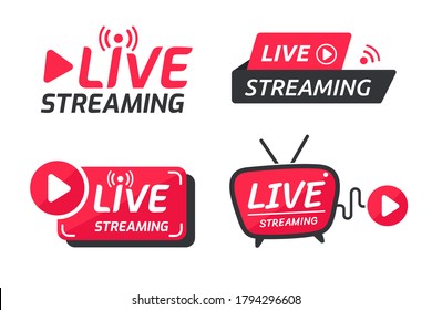 Live streaming symbol set Online broadcast icon The concept of live streaming for selling on social media.