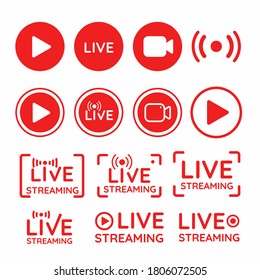 Live streaming symbol set Online broadcast icon The concept of live streaming for selling on social media.